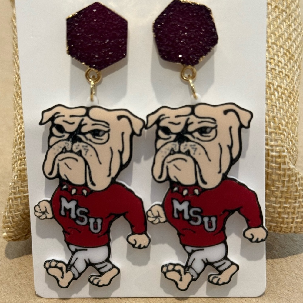 MSU Bulldogs Game Day Earrings NEW